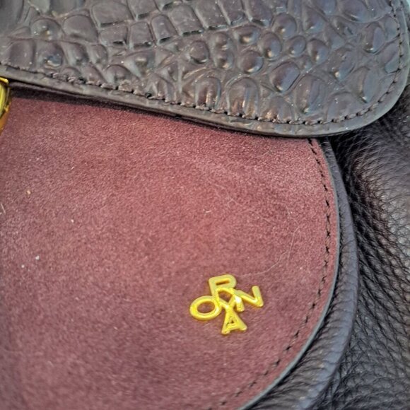 New Oryany  Roc Suede Leather Shoulder Bag Purse Crossbody Burgundy Luxury Read - Picture 4 of 11